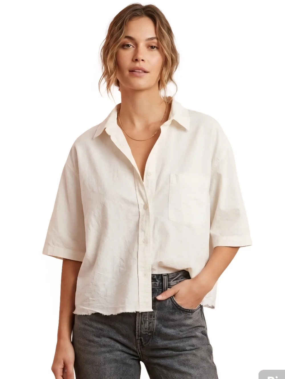 Urban Outfitters White Button Down Shirt Oversized 100% Cotton Boxy Fit Large - Picture 1 of 7